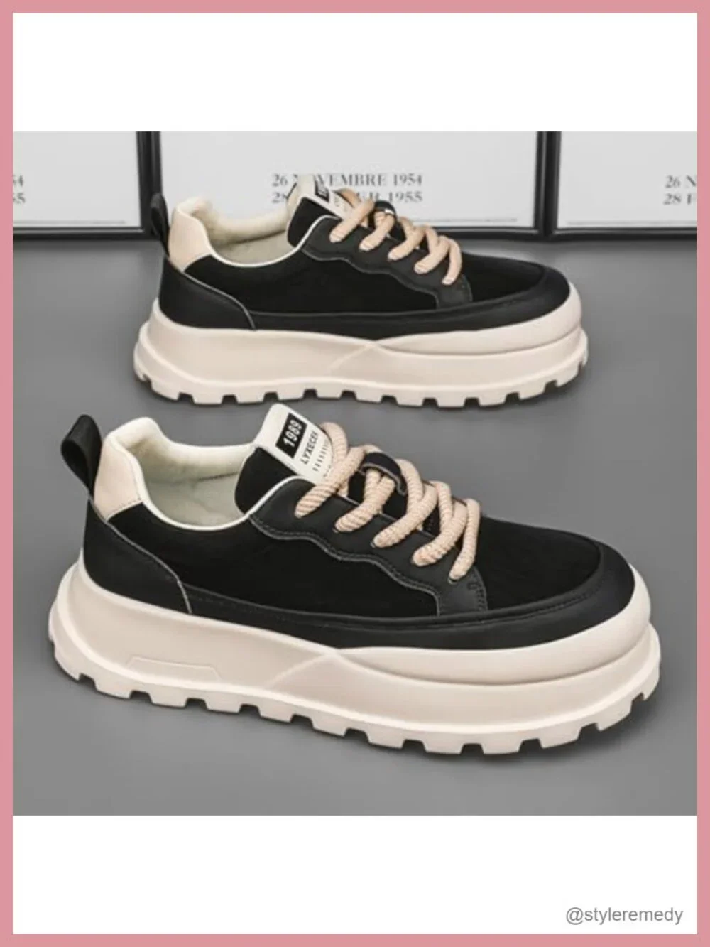 Men's Platform Retro Sneakers Chunky Lace-up Casual Fashion Tennis Running Shoes